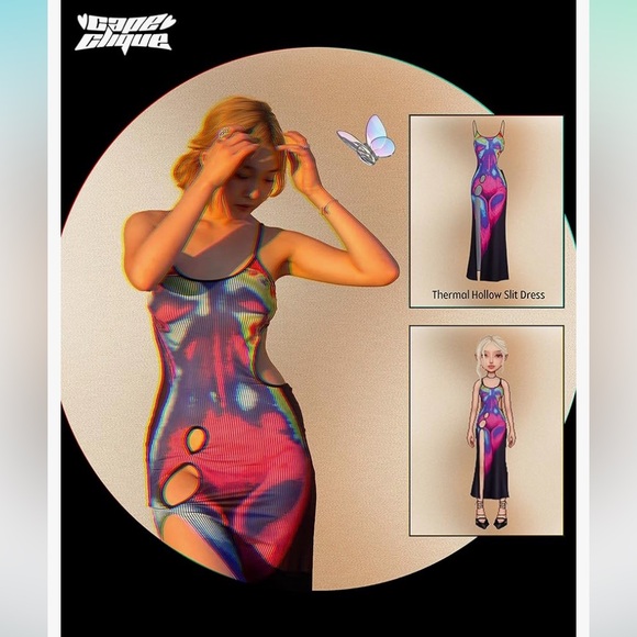 CAPE CLIQUE Cross Tie Spaghetti Strap Halter
Maxi Bodycon Thermal Split Maxi - Picture 3 of 6